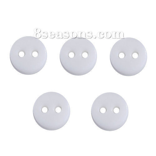 Picture of Resin Sewing Buttons Scrapbooking 2 Holes Round White 6mm( 2/8") Dia, 500 PCs
