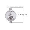 Picture of Zinc Based Alloy Aromatherapy Essential Oil Diffuser Locket Pendants Round Silver Tone Christmas Tree Cabochon Settings (Fits 30mm Dia.) Can Open 44mm(1 6/8") x 32mm(1 2/8"), 1 Piece