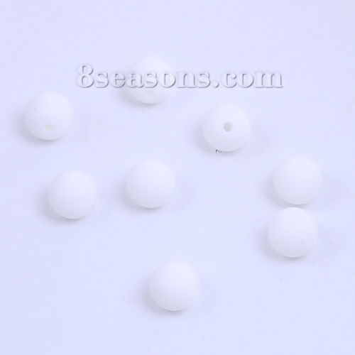 Picture of Silicone Chewable/ Teething Beads Ball White About 12mm Dia, Hole: Approx 2.5mm, 10 PCs