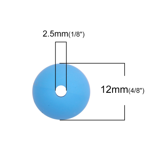 Bild von Silikon Kaubar/ Zahnen Perlen Rund Blau 12mm D., Loch: 2.5mm, 10 Stück