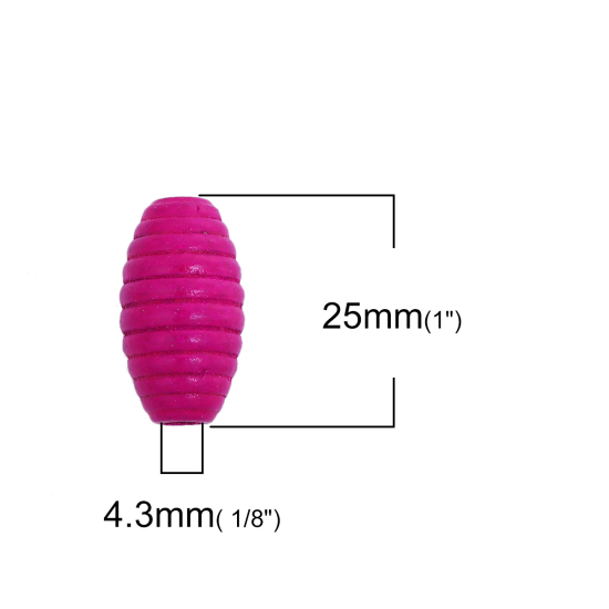 Immagine di Legno Separatori Perline Ovale A Random Striscia Disegno 25mm x 14mm, Foro: Circa 4.3mm, 50 Pz