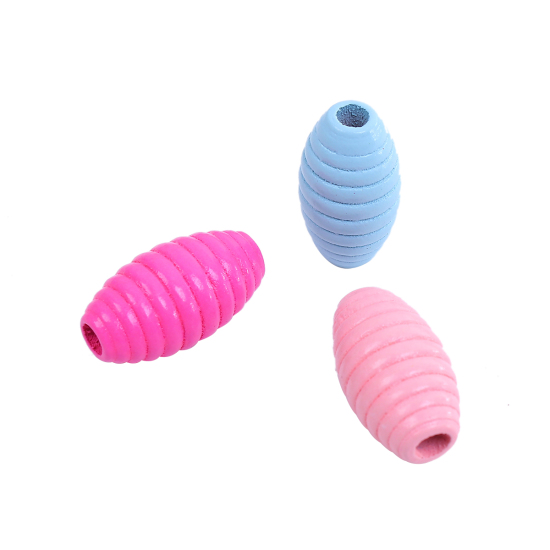 Immagine di Legno Separatori Perline Ovale A Random Striscia Disegno 25mm x 14mm, Foro: Circa 4.3mm, 50 Pz