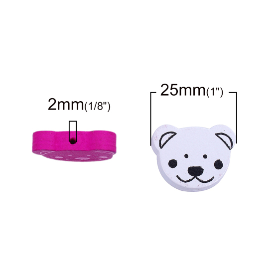 Immagine di 50 Pz Legno Naturale Carino Separatori Perline per la Creazione di Gioielli con Fai-da-te Orso A Colori Misti Casuali 25mm x 19mm, Foro: Circa 2mm