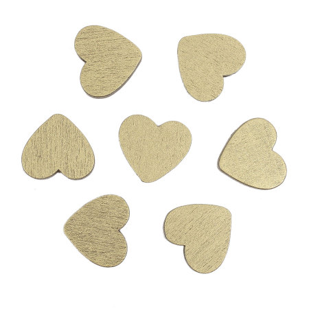 Picture of Natural Wood Spacer Beads Heart Golden 23mm x 21mm, Hole: Approx 2mm, 50 PCs