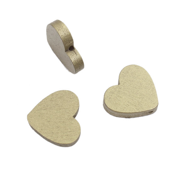 Picture of Natural Wood Spacer Beads Heart Golden 23mm x 21mm, Hole: Approx 2mm, 50 PCs