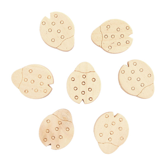 Picture of Natural Wood Spacer Beads Ladybug Animal 23mm x 19mm, Hole: Approx 2.2mm, 50 PCs