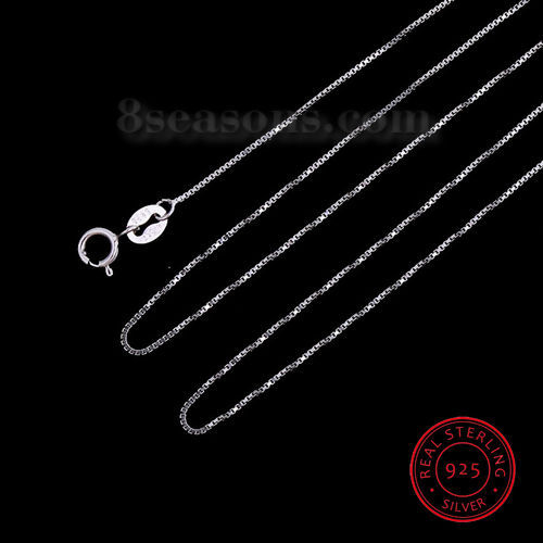 Image de Colliers Chaîne Maille Vénitienne en Argent Pur avec Aiguilles Tiges Argent 43cm long, Taille de Chaîne: 0.6x0.6mm , 1 Pièce