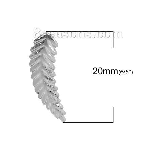 イヤリング クリップ式 シルバートーン 葉 20mm x 6mm、 5 ペア の画像