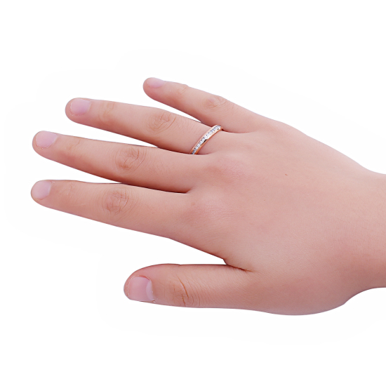 Imagen de 304 Acero Inoxidable No Ajustable Anillos Oro Rosa Transparente Rhinestone 16.5mm( 5/8")(US Size 6), 1 Unidad