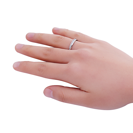 Image de Bagues en 304 Acier Inoxydable Non Ajustable Argent Mat Transparent Strass 15.7mm (Taille d'US: 5) , 1 Pièce