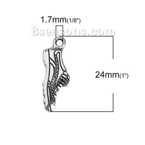 亜鉛合金 チャーム 靴 銀古美 24mmx 9mm、 100 個 の画像