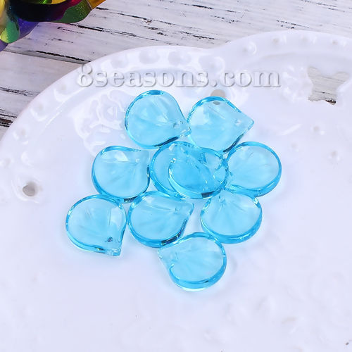 Image de Perles Tchèques en Verre Pétale de fleur Bleu Lac 15mm x 14mm, Taille de Trou: 1.2mm, 10 Pcs