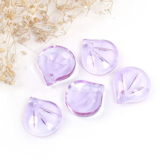 Image de Perles Tchèques en Verre Pétale de fleur Bleu Lac 15mm x 14mm, Taille de Trou: 1.2mm, 10 Pcs