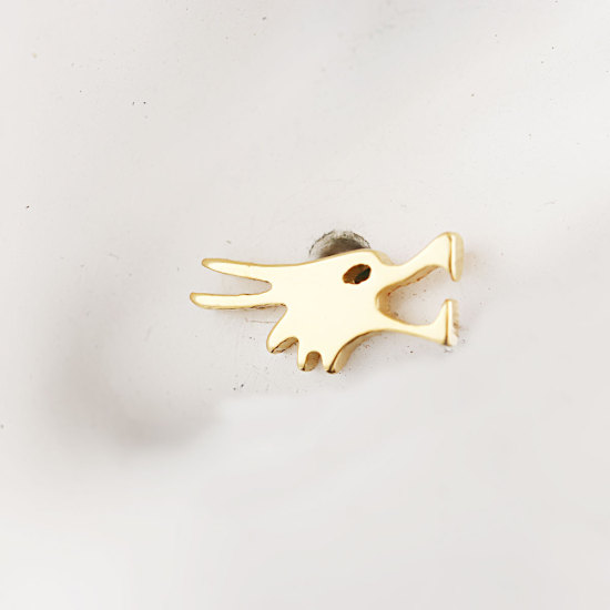 Picture of 316 Stainless Steel Ear Post Stud Earrings Gold Plated Dragon 13mm( 4/8") x 6mm( 2/8"), Post/ Wire Size: (20 gauge), 1 Pair”