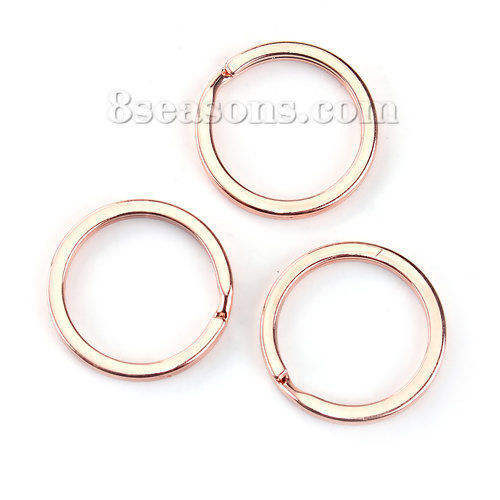 Picture of Iron Based Alloy Keychain & Keyring Rose Gold 25mm Dia, 20 PCs