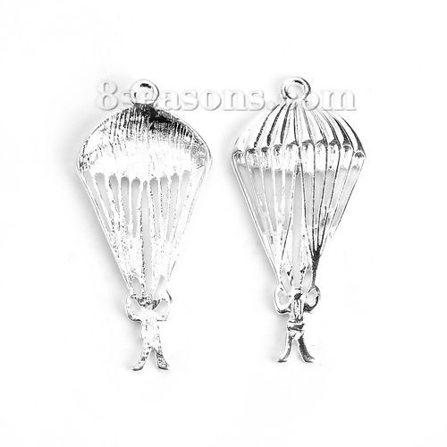 Imagen de Zamak Colgantes Humano Argentado 40mm x 19mm, 10 Unidades