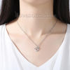 Picture of Brass Necklace Silver Tone Heart 46.5cm(18 2/8") long, 1 Piece                                                                                                                                                                                                