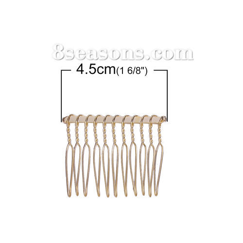 Image de Pinces à Cheveux en Alliage de Fer Forme Rectangle Doré 45mm x 35mm, 20 Pcs