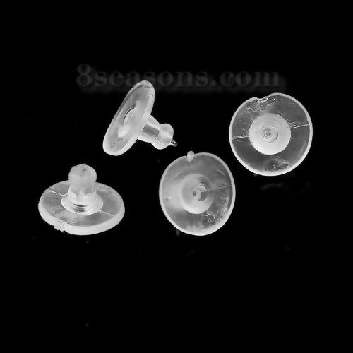 Image de Embout de Boucles d'Oreilles en Silicone Forme Rond Transparent 10mm x 6mm, 500 Pcs