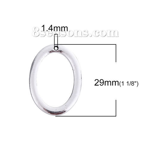 Imagen de Zamak Colgantes Charms Óvalo Argentado 29mm x 22mm, 30 Unidades