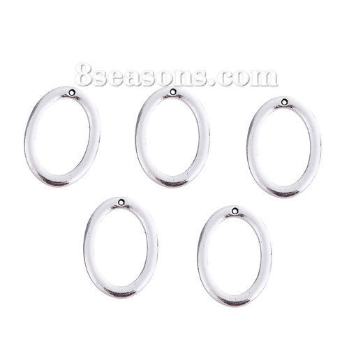Imagen de Zamak Colgantes Charms Óvalo Argentado 29mm x 22mm, 30 Unidades