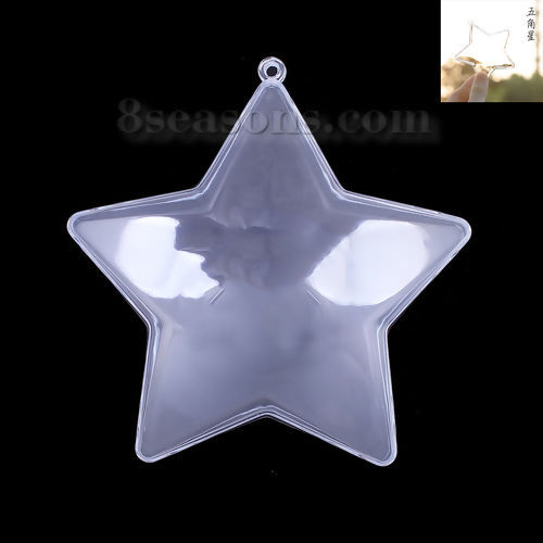 Bild von ABS Plastik Weihnachten Befüllbare Kugel Hausdekoration Wohnaccessoires Pentagramm Stern Transparent 80mm x 76mm, 2 Stück