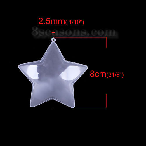 Bild von ABS Plastik Weihnachten Befüllbare Kugel Hausdekoration Wohnaccessoires Pentagramm Stern Transparent 80mm x 76mm, 2 Stück