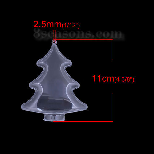 Bild von ABS Plastik Weihnachten Befüllbare Kugel Hausdekoration Wohnaccessoires Weihnachten Weihnachtsbaum Transparent 11cm x 9cm, 2 Stück