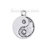 Picture of Zinc Based Alloy Charms Round Disc Antique Silver Color Yin Yang Symbol 22mm( 7/8") x 17mm( 5/8"), 20 PCs