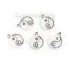 Picture of Zinc Based Alloy Charms Round Disc Antique Silver Color Yin Yang Symbol 22mm( 7/8") x 17mm( 5/8"), 20 PCs