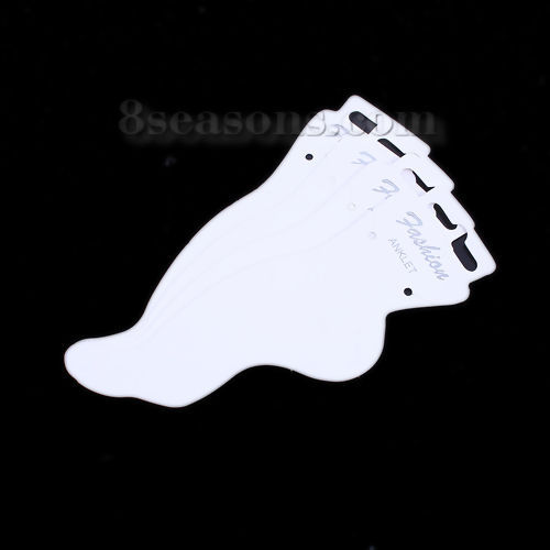 Immagine di Carta Cartoncini Cavigliere Espositori per Gioielli Bianco 15.5cm x 4.8cm, 50 Pz