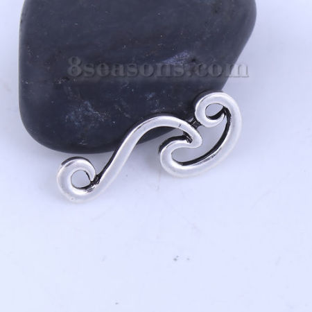 Picture of Zinc Based Alloy Connectors Wave Antique Silver Color 30mm x 12mm, 10 PCs