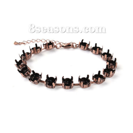 Picture of Brass Bracelets Antique Copper Cabochon Settings (Fits 12mm Dia.) 20cm(7 7/8") long, 3 PCs