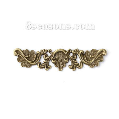 Picture of Zinc Based Alloy Embellishments Rectangle Antique Bronze Filigree 75mm(3") x 18mm( 6/8"), 5 PCs