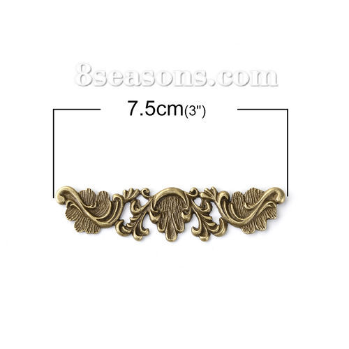 Picture of Zinc Based Alloy Embellishments Rectangle Antique Bronze Filigree 75mm(3") x 18mm( 6/8"), 1 Piece