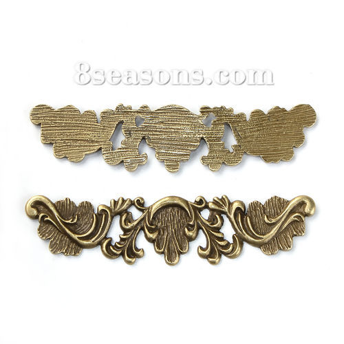 Picture of Zinc Based Alloy Embellishments Rectangle Antique Bronze Filigree 75mm(3") x 18mm( 6/8"), 1 Piece