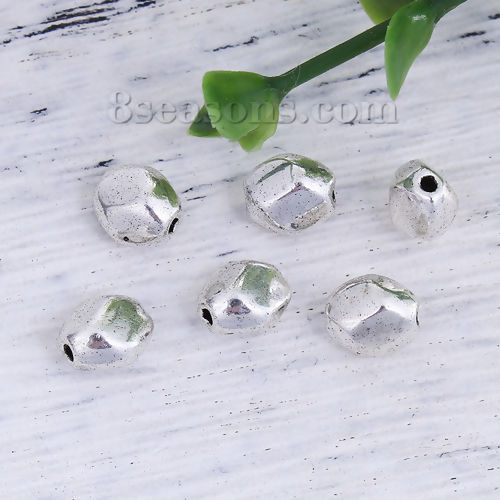 Picture of Zinc Based Alloy Spacer Beads Irregular Antique Silver Color 7mm x 6mm, Hole: Approx 1.2mm, 100 PCs