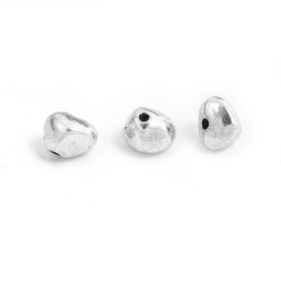 Image de Perles en Alliage de Zinc Cœur Argent Vieilli Env. 10mm x 9mm, Trou: env. 1.1mm, 50 Pcs
