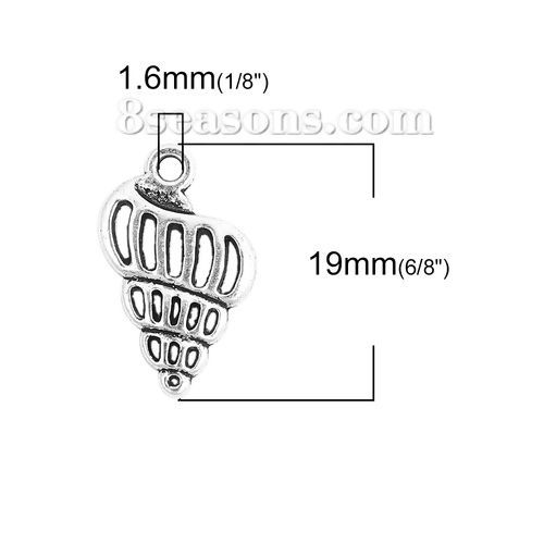 Imagen de Zamak Joyería del océano Colgantes Charms Caracola Plata Antigua 19mm x 13mm, 50 Unidades