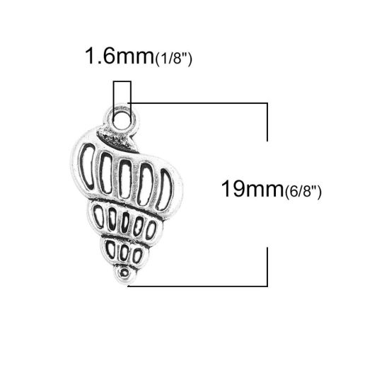 Imagen de Zamak Joyería del océano Colgantes Charms Caracola Plata Antigua 19mm x 13mm, 50 Unidades