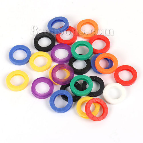 Picture of Rubber Key Caps Covers Keychain Circle Ring At Random 22mm Dia, 1 Packet (32 PCs/Packet)