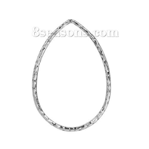 Immagine di Lega di Zinco Martellato Ciondoli Goccia Argento Antico 60mm x 41mm , 10 Pz