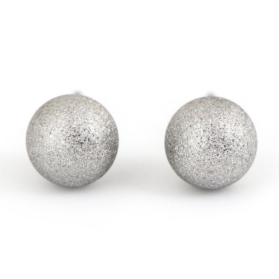 Immagine di Acciaio Inossidabile Orecchini a Perno Grigio Argento Tondo Polvere di Stelle 17mm x 6mm, Posta / Filo Dimensione: (20 misura), 10 Pz