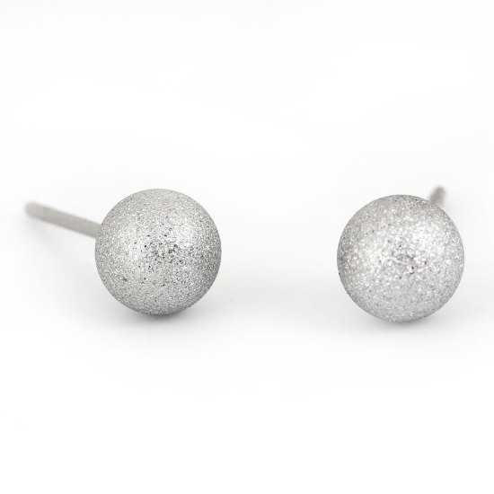 Immagine di Acciaio Inossidabile Orecchini a Perno Grigio Argento Tondo Polvere di Stelle 17mm x 6mm, Posta / Filo Dimensione: (20 misura), 10 Pz