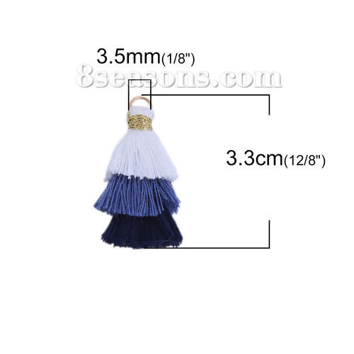 Immagine di Cotone Multilayer Nappine Bianco Blu Scuro Circa 33mm x 20mm, 5 Pz