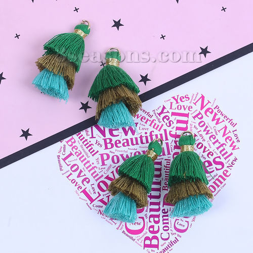 Immagine di Cotone Multilayer Nappine Verde Cachi Circa 33mm x 20mm, 5 Pz