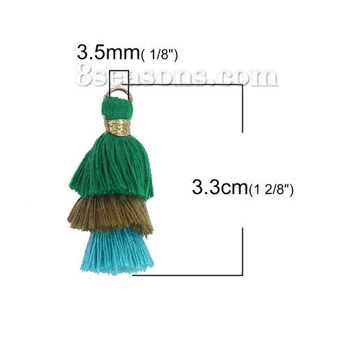 Immagine di Cotone Multilayer Nappine Verde Cachi Circa 33mm x 20mm, 5 Pz