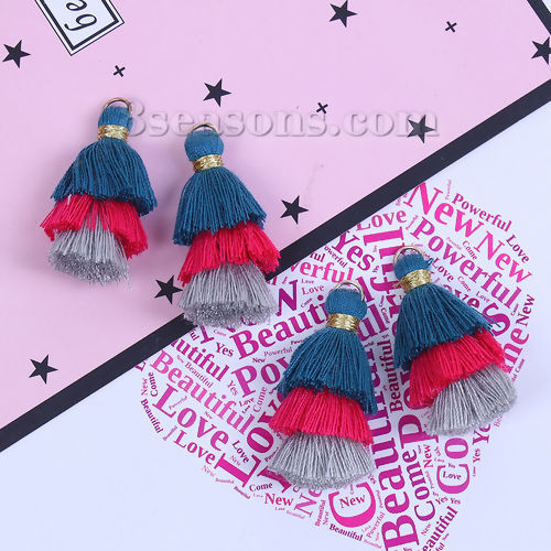 Immagine di Cotone Multilayer Nappine Blu Rosso Prugna Circa 33mm x 20mm, 5 Pz