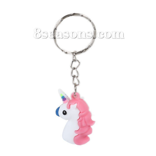 Picture of Slimy Gel Keychain & Keyring Horse Pink White 80mm, 2 PCs