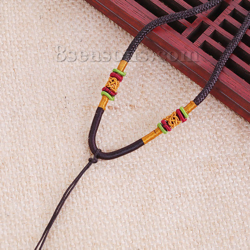 Picture of Nylon Braided Cord Necklace Dark Brown Adjustable 60cm(23 5/8") - 44cm(17 3/8") long, 5 PCs